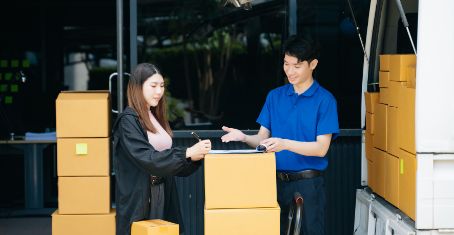 1 Person receiving packages from delivery in Clearwater
